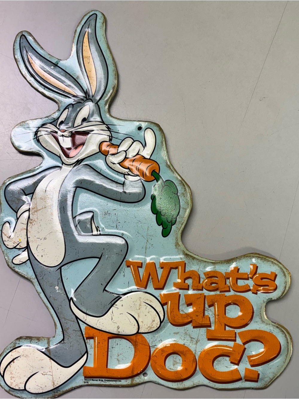 Bugs Bunny Looney Tunes “What’s Up Doc?” Collectible Metal Embossed Sign